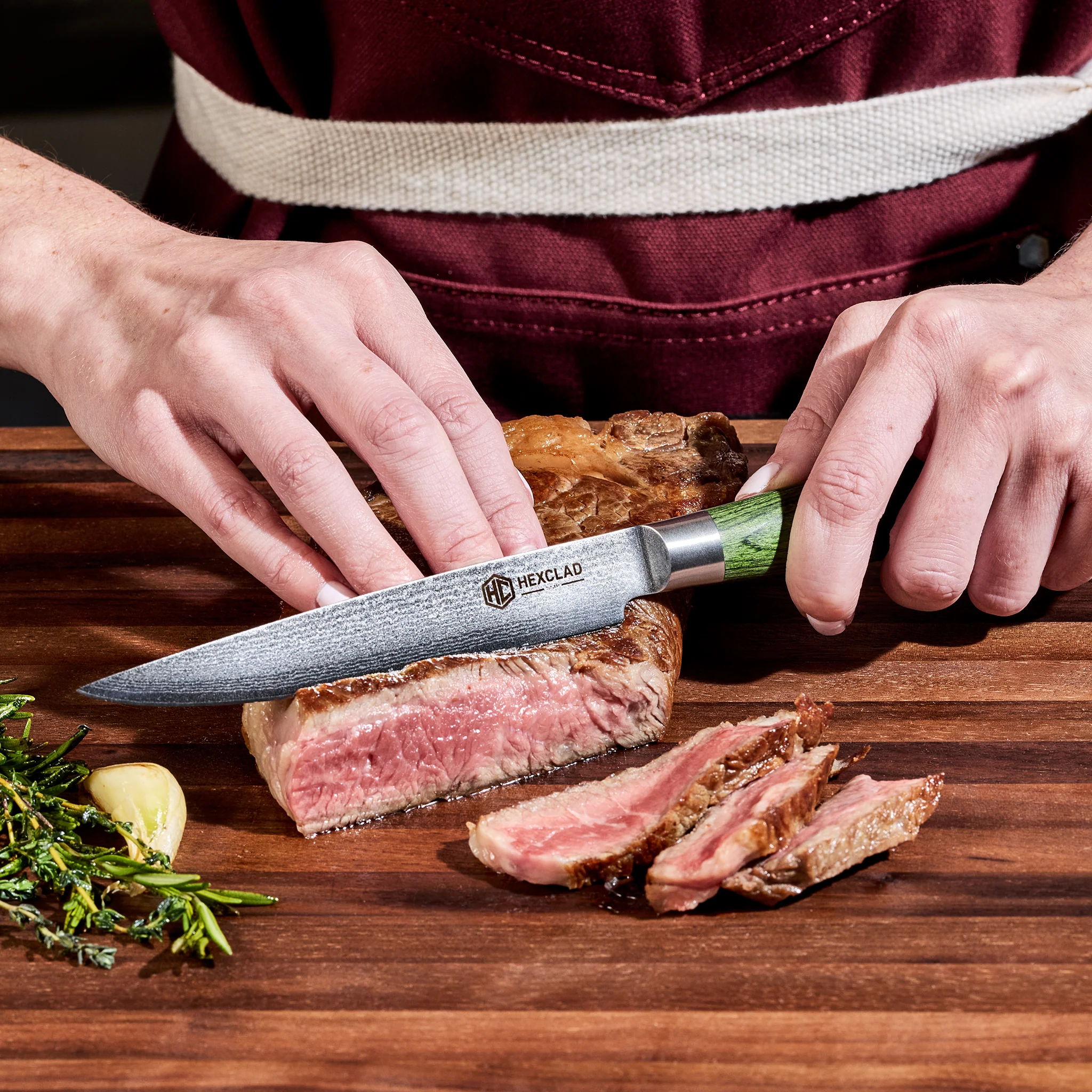 Damascus Steel Steak Knife Set, 4-pc (Green) - Image 5