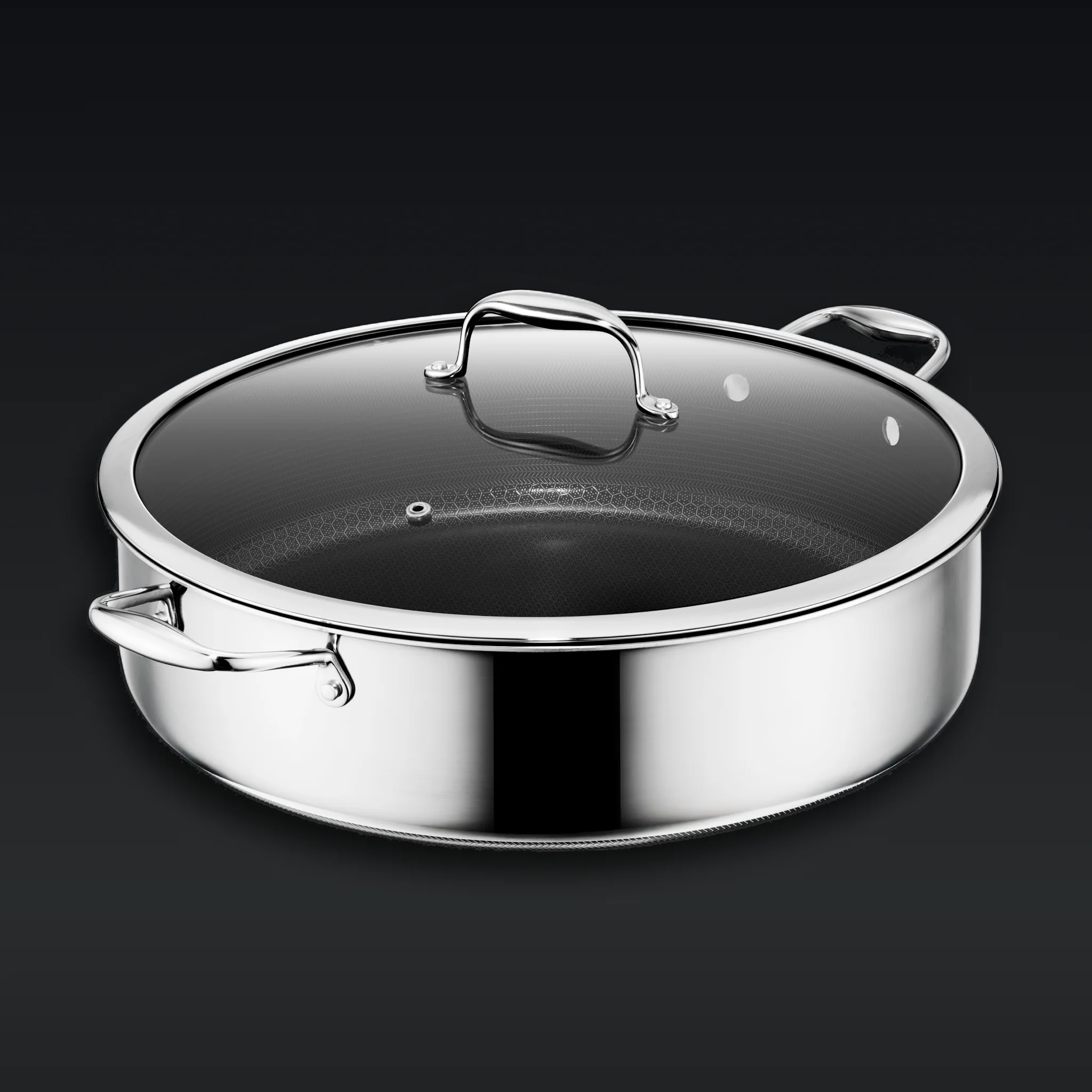 Hybrid Deep Sauté Pan with Lid, 10-QT